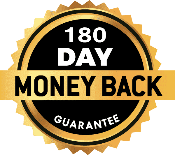 180-day money-back guarantee badge