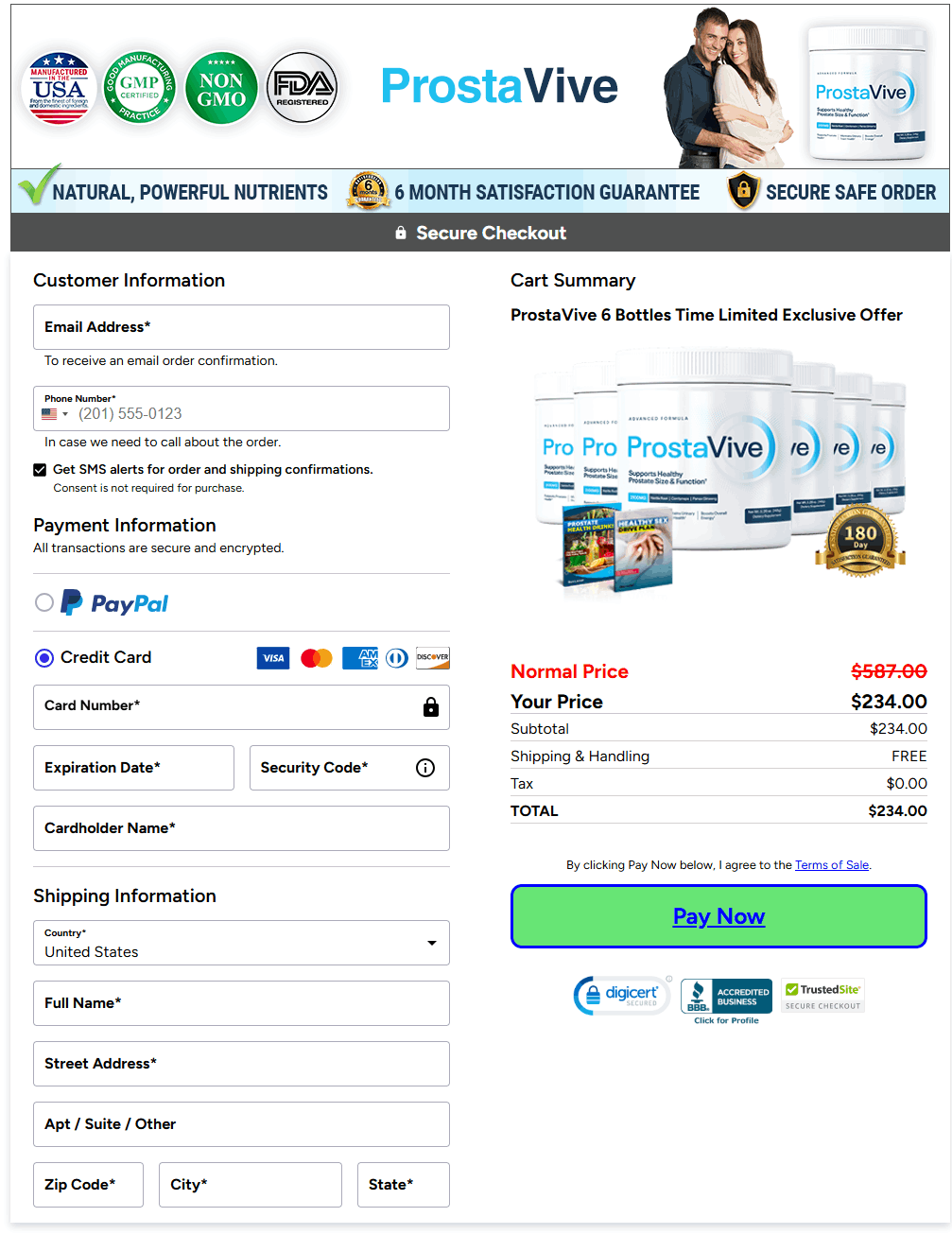 Secure checkout page